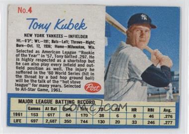 1962 Post - [Base] #4 - Tony Kubek [Authentic]