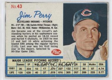 1962 Post - [Base] #43 - Jim Perry [Authentic]