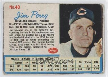 1962 Post - [Base] #43 - Jim Perry [Noted]
