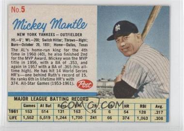 1962 Post - [Base] #5.1 - Mickey Mantle