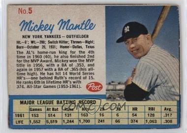 1962 Post - [Base] #5.1 - Mickey Mantle