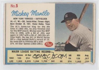 1962 Post - [Base] #5.2 - Mickey Mantle (Post Logo on Back) [Authentic]