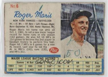 1962 Post - [Base] #6.1 - Roger Maris [COMC RCR Poor]