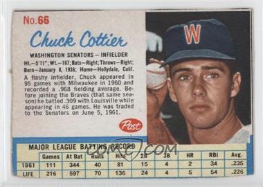 1962 Post - [Base] #66 - Chuck Cottier [Authentic]