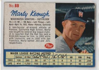 1962 Post - [Base] #69 - Marty Keough [Good to VG‑EX]