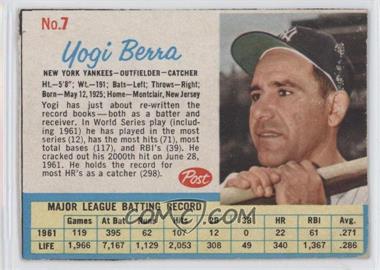 1962 Post - [Base] #7 - Yogi Berra