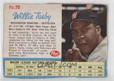 1962 Post - [Base] #70 - Willie Tasby [Good to VG‑EX]