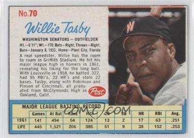 1962 Post - [Base] #70 - Willie Tasby [Authentic]