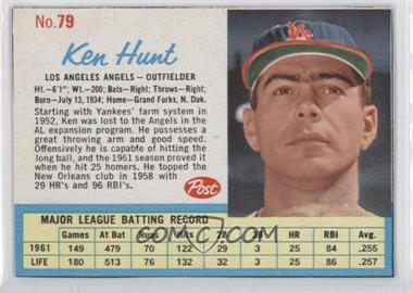 1962 Post - [Base] #79 - Ken Hunt