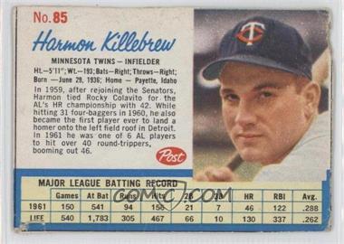 1962 Post - [Base] #85 - Harmon Killebrew [Noted]