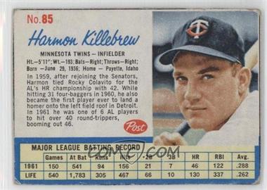 1962 Post - [Base] #85 - Harmon Killebrew [Noted]