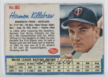 1962 Post - [Base] #85 - Harmon Killebrew [Noted]