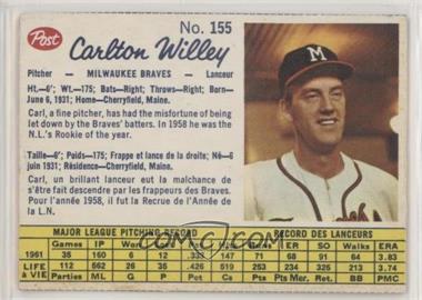 1962 Post Canadian - [Base] #155 - Carl Willey [Good to VG‑EX]