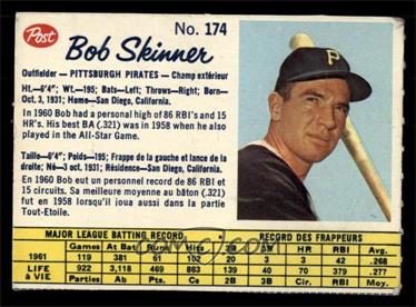1962 Post Canadian - [Base] #174 - Bob Skinner [VG EX]