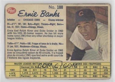 1962 Post Canadian - [Base] #188 - Ernie Banks [Poor to Fair]