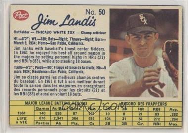 1962 Post Canadian - [Base] #50 - Jim Landis [Noted]