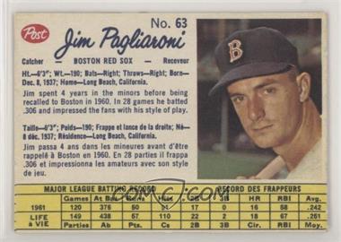 1962 Post Canadian - [Base] #63 - Jim Pagliaroni [Noted]