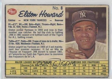 1962 Post Canadian - [Base] #8 - Elston Howard [Good to VG‑EX]