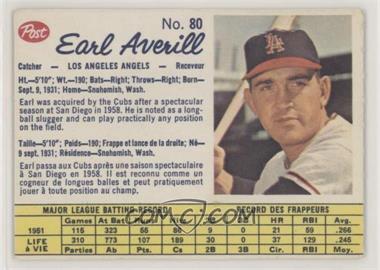 1962 Post Canadian - [Base] #80 - Earl Averill, Jr [Good to VG‑EX]