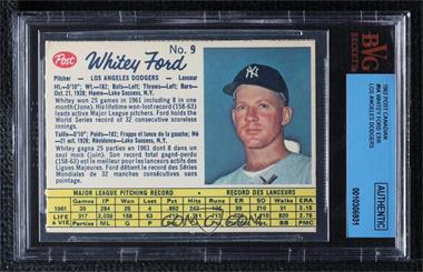 1962 Post Canadian - [Base] #9.1 - Whitey Ford (Los Angeles Dodgers) [BVG Authentic]