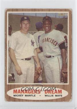 1962 Topps - [Base] #18 - Willie Mays, Mickey Mantle (Elston Howard, John Roseboro and Hank Aaron in the background) [Poor to Fair]