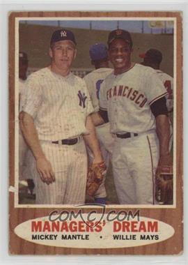 1962 Topps - [Base] #18 - Willie Mays, Mickey Mantle (Elston Howard, John Roseboro and Hank Aaron in the background) [Poor to Fair]