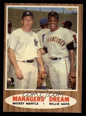 1962 Topps - [Base] #18 - Willie Mays, Mickey Mantle (Elston Howard, John Roseboro and Hank Aaron in the background) [EX MT]