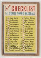 Checklist - 1st Series (33 - 88 on Back) [Poor to Fair]