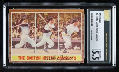 1962 Topps - [Base] #318.1 - The Switch Hitter Connects (Mickey Mantle) [CSG 5.5 Excellent+]