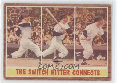 1962 Topps - [Base] #318.1 - The Switch Hitter Connects (Mickey Mantle)