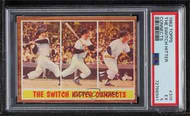 1962 Topps - [Base] #318.1 - The Switch Hitter Connects (Mickey Mantle) [PSA 5 EX]