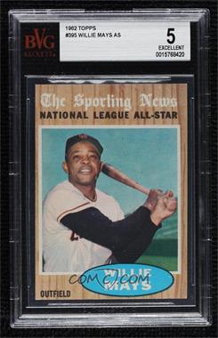 1962 Topps - [Base] #395 - Willie Mays (All-Star) [BVG 5 EXCELLENT]