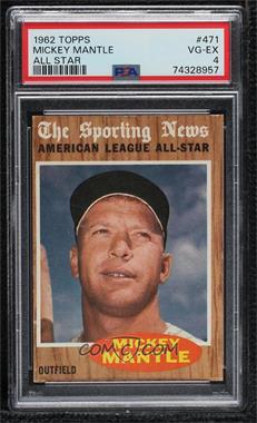 1962 Topps - [Base] #471 - Mickey Mantle (All-Star) [PSA 4 VG‑EX]