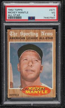 1962 Topps - [Base] #471 - Mickey Mantle (All-Star) [PSA 3 VG]