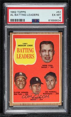 1962 Topps - [Base] #51 - League Leaders - Norm Cash, Elston Howard, Al Kaline, Jim Piersall [PSA 6 EX‑MT]