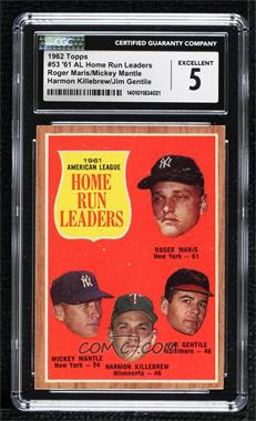 1962 Topps - [Base] #53 - League Leaders - Roger Maris, Mickey Mantle, Harmon Killebrew, Jim Gentile [CGC 5 Excellent]