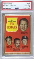 League Leaders - Whitey Ford, Frank Lary, Steve Barber, Jim Bunning [PSA 4…