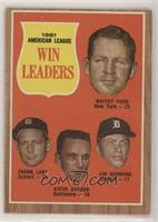 League Leaders - Whitey Ford, Frank Lary, Steve Barber, Jim Bunning