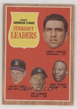 1962 Topps - [Base] #59 - League Leaders - Camilo Pascual, Whitey Ford, Jim Bunning, Juan Pizarro [Poor to Fair]