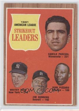 1962 Topps - [Base] #59 - League Leaders - Camilo Pascual, Whitey Ford, Jim Bunning, Juan Pizarro