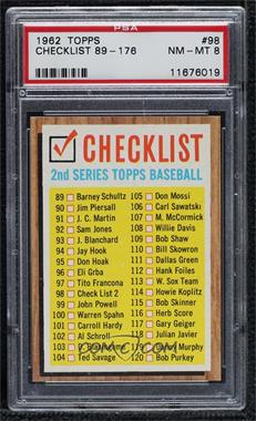 1962 Topps - [Base] #98 - Checklist - 2nd Series [PSA 8 NM‑MT]