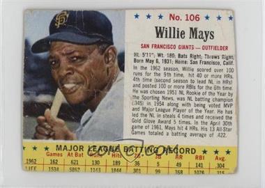 1963 Jell-O - [Base] #106 - Willie Mays [Poor to Fair]
