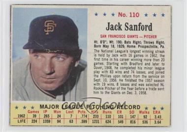 1963 Jell-O - [Base] #110 - Jack Sanford [Poor to Fair]