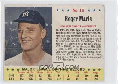 1963 Jell-O - [Base] #16 - Roger Maris [Authentic]