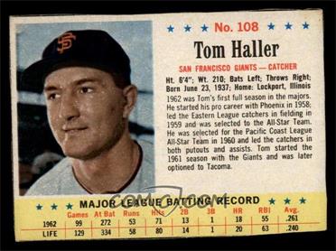1963 Post - [Base] #108 - Tom Haller [VG]