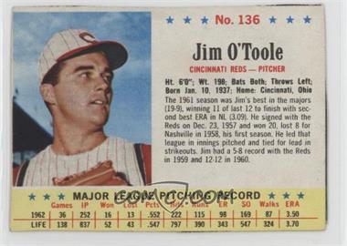 1963 Post - [Base] #136 - Jim O'Toole [Noted]