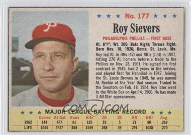 1963 Post - [Base] #177 - Roy Sievers [Noted]