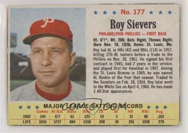 1963 Post - [Base] #177 - Roy Sievers [Noted]