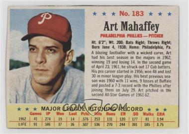 1963 Post - [Base] #183 - Art Mahaffey [Good to VG‑EX]