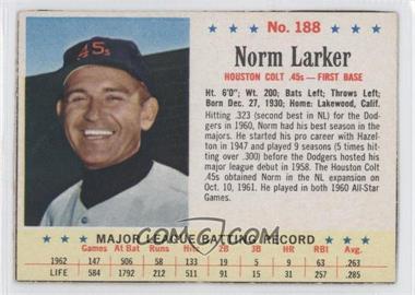 1963 Post - [Base] #188 - Norm Larker